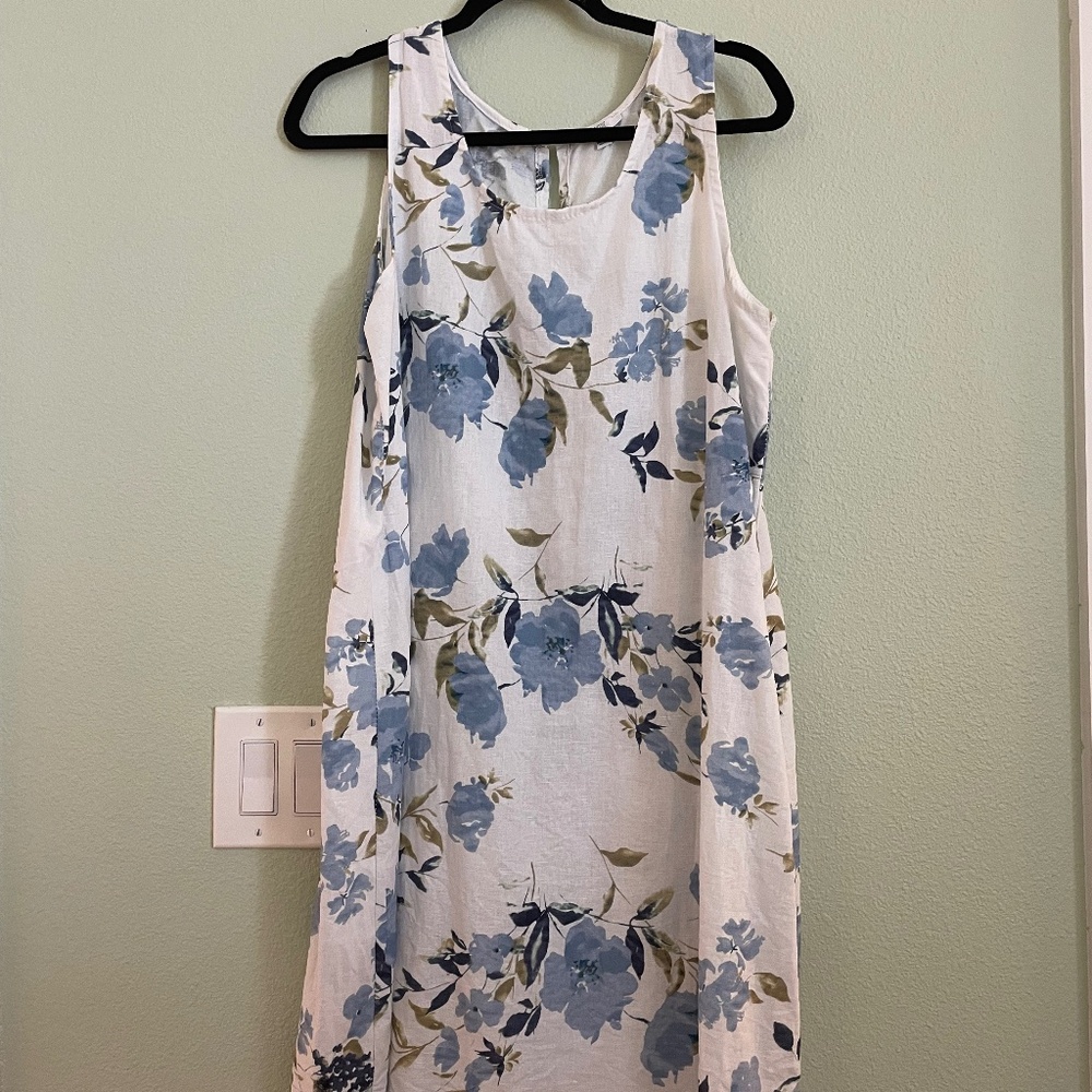 Kaktus 100% Linen Floral Sheath Dress - Women’s Plus - Picture 1 of 9
